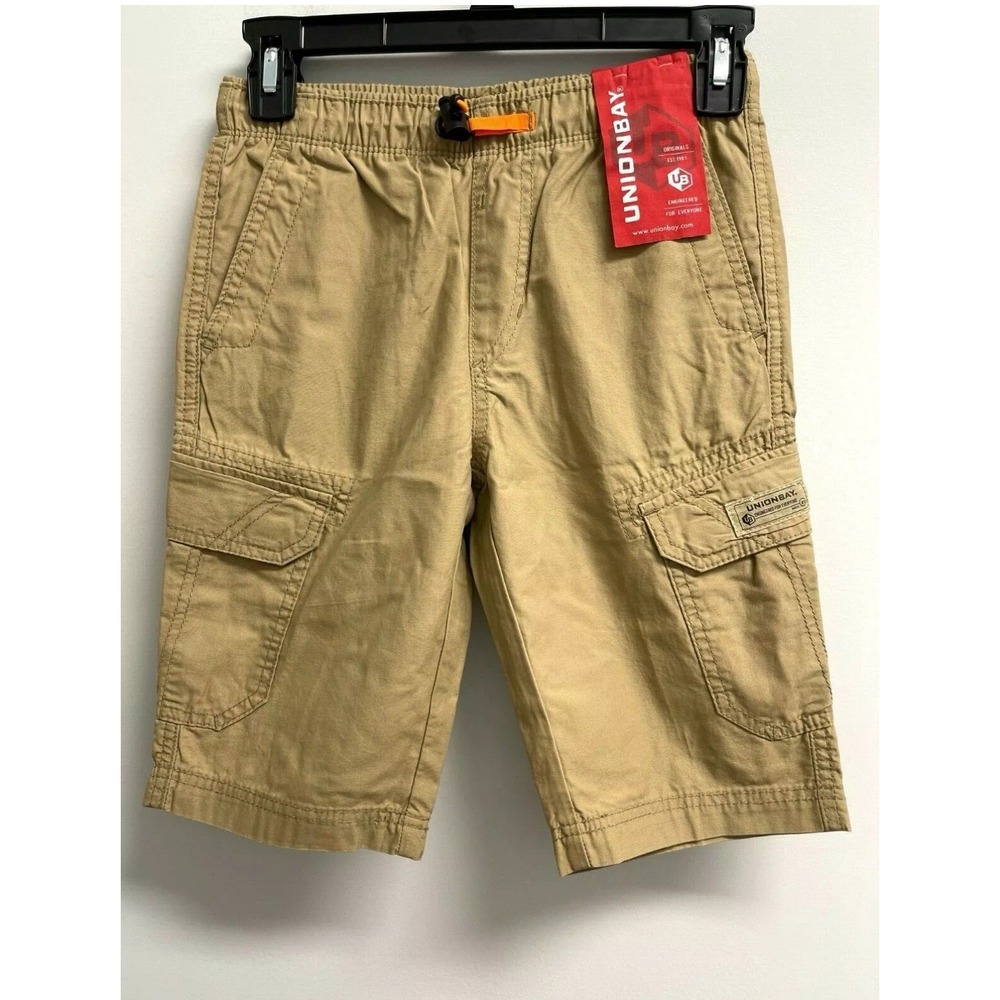 NEW Unionbay Youth Boys' Size S 7/8 Cargo Shorts Tan School Pants Elastic Waist